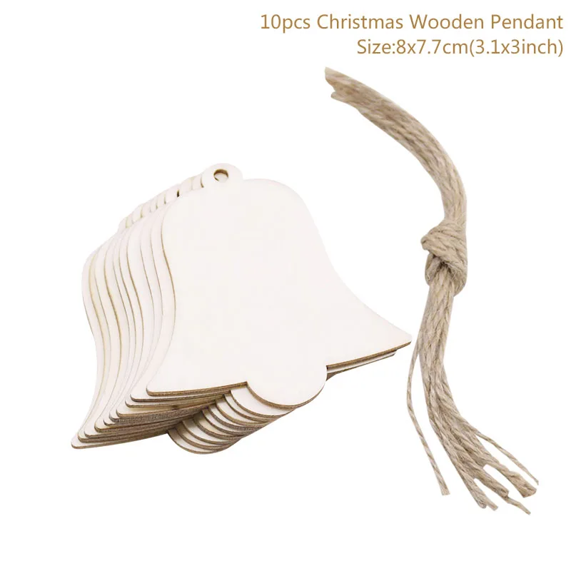 10 piezas/lote de adornos colgantes de madera para árbol de Navidad, decoraciones navideñas para el hogar, fiesta, Año Nuevo, Navidad, regalo para niños