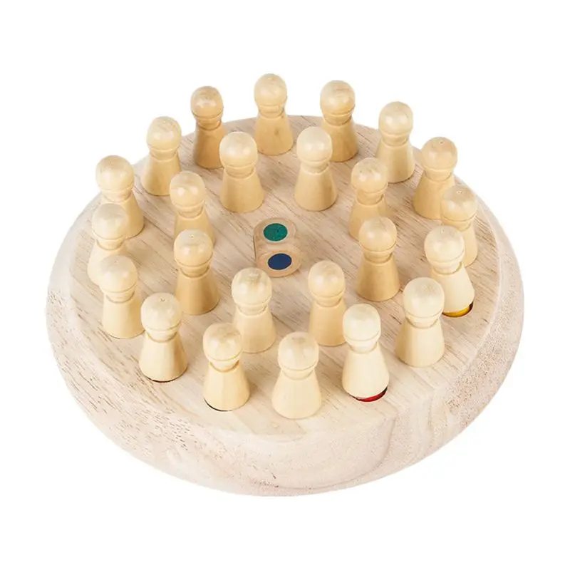 

Children's Wooden Memory Chess Game Fun Building Blocks Board Educational Games