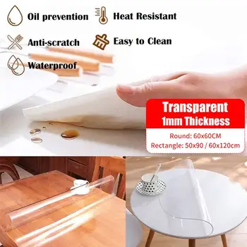 

TPU Table Cover Transparent Table Cloth Protector Clear Plastic Tablecloth Mat Pad Soft Glass Tablecloth for Desk Table Dining