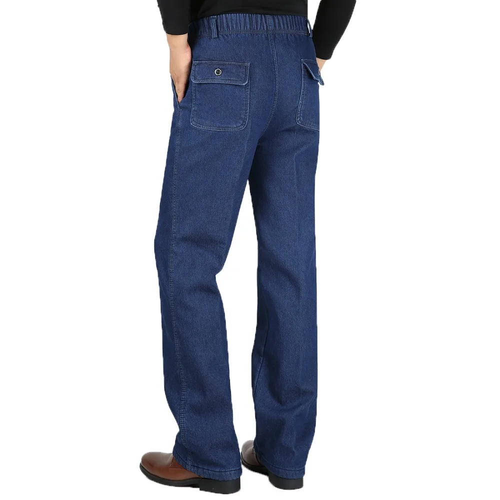 Мужские осенние и зимние новые бархатные толстые джинсы с эластичной талией повседневные брюки с высокой талией