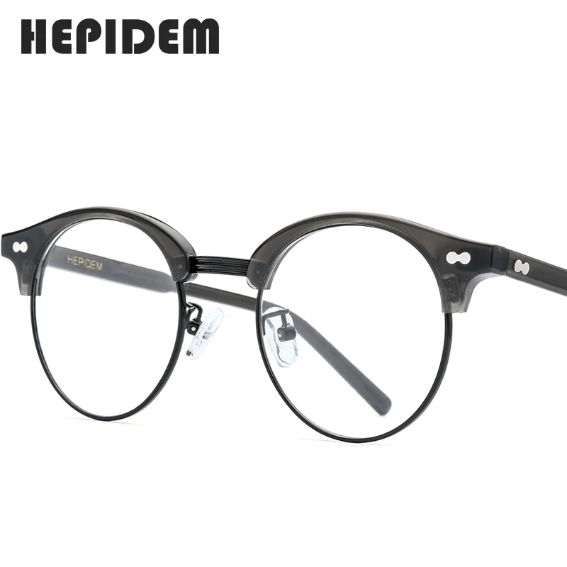 

HEPIDEM Acetate Optical Eyeglass Frames Men Retro Vintage Round Glasses Nerd Women Prescription Spectacles Myopia Eyewear 9123