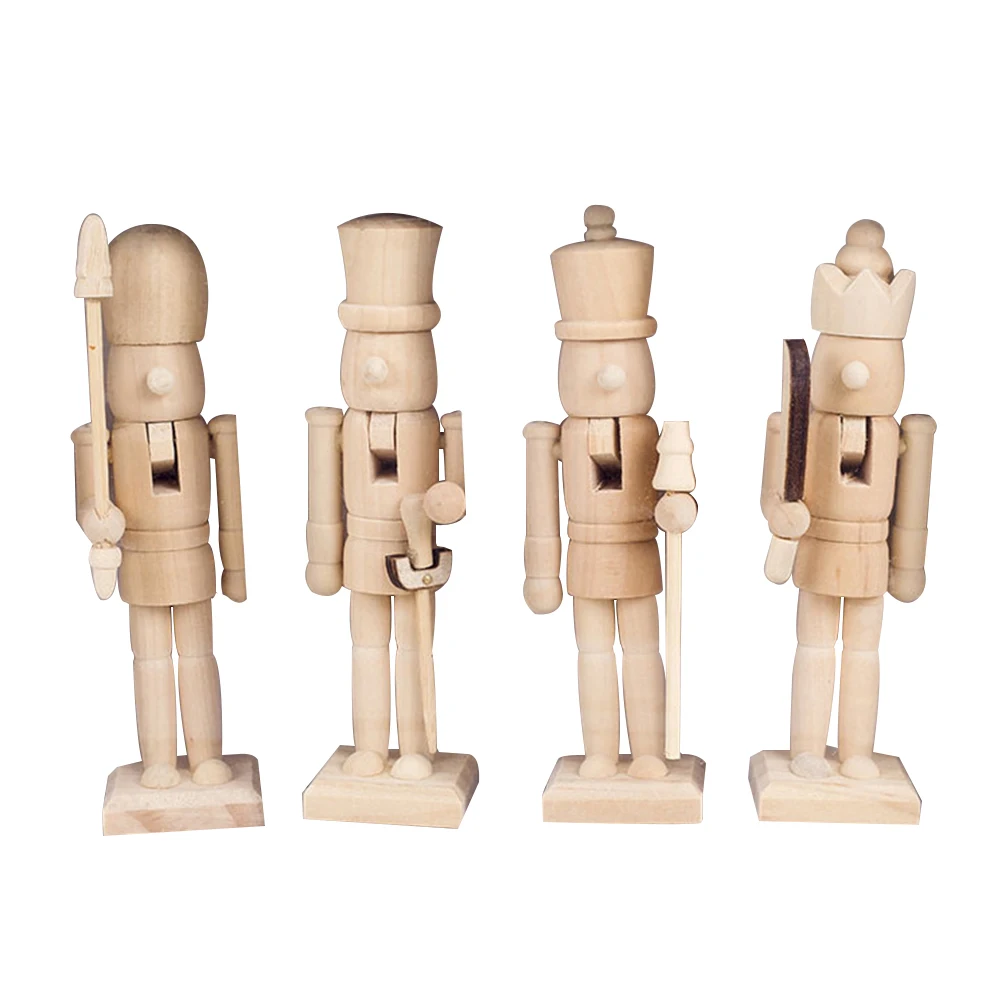 

Nutcracker Figurines DIY Gifts Cute Wooden Doll Kids Toy Freestanding Craft Cafe Children Unpainted Christmas Decorations Home