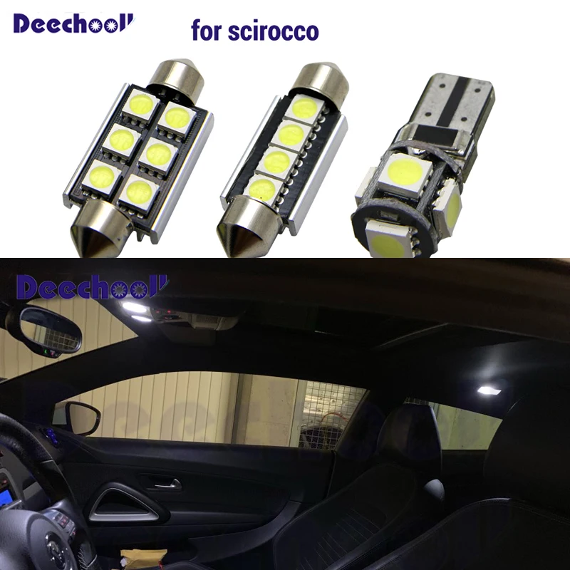 11 шт. Автомобильные светодиодные лампы для VW Scirocco белая внутренняя лампа Volkswagen Dome Light|interior lights for cars|car interior dome