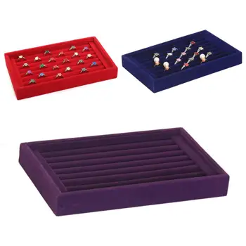 

Portable Suede Lady Ring Earrings Tray Holder Showcase Jewelry Accessories Display Stand Storage Case Organizer Rack Box New 201