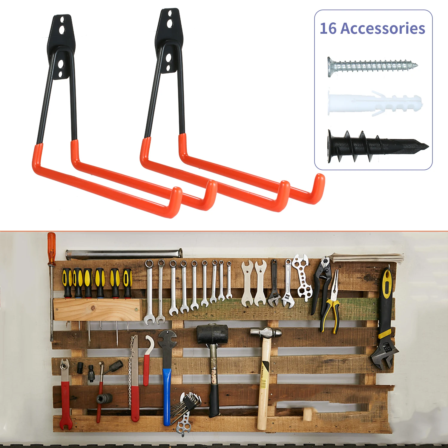 Стальные гаражные двойные крючки для хранения, сверхмощный органайзер для гаража, складские крючки для электроинструментов