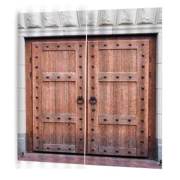 

21-9 Wooden Door With Nail Curtain 150*166 Creative Home Interior Bedroom Living Room Curtain Hotel Decorative Curtain