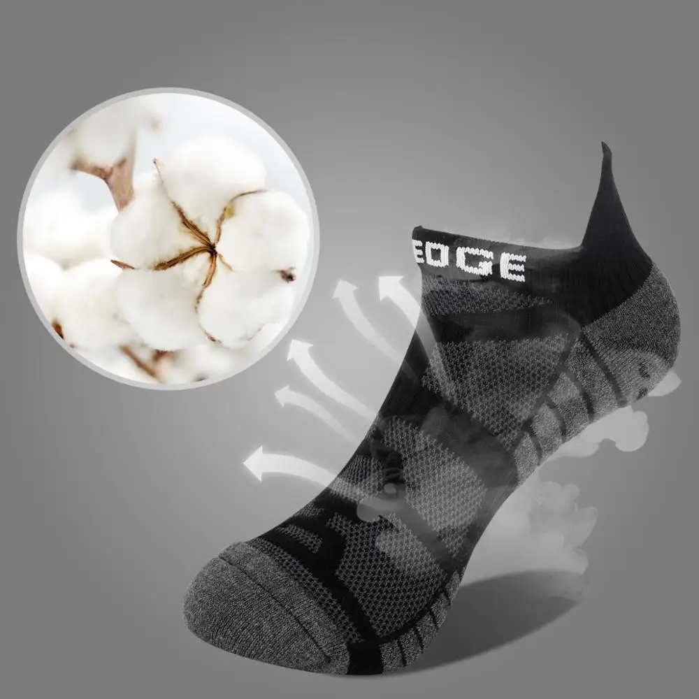 Yuedge Unisex sweat pad cotton socks men's and women's invisible fashion socks leisure tennis running socks (3 pairs / bag)