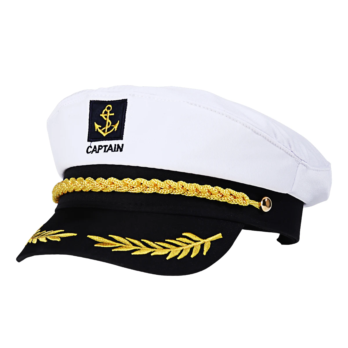Blu Navy Adulto Cap YACHT BARCA capitano nave ammiraglio Cappello Festa in Costume Bianco 