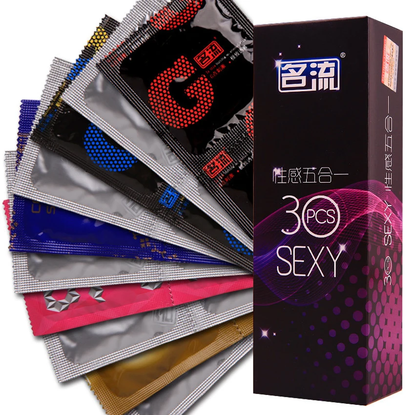 Mingliu 30pcs 5 Types In One Ultra Thin Condoms Sexy Latex Dots Pleasure Natural Rubber Condones Male Contraception Penis Sleeve condom sex toys,condoms sex toys