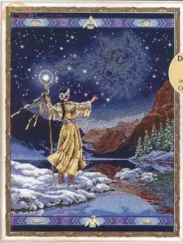 

higher quality Beautiful Lovely Counted Cross Stitch Kit Kindered Spirits Spirit Wolf Eagle Starry Night Lake dim 72540