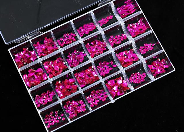 Multi Nail Rhinestones Kit Flatback 240pcs Alloy Charms (Neon,Pink,AB,Blue) Glass Jewelry Nail Art Crystal Box 2022