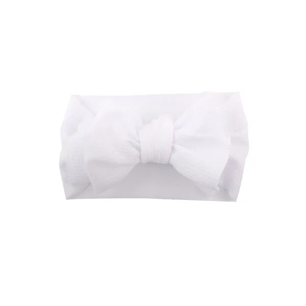 white headband Милая повязка на голову с большим бантом для маленьких девочек; однотонная хлопковая эластичная повязка на голову с бантом; повязка на голову для новорожденных; реквизит для фотосессии - Цвет: white headband