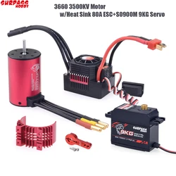 SURPASSHOBBY KK – moteur sans balais 3660 3500KV, étanche, avec dissipateur de chaleur 80A ESC + S0900M, 9KG, numérique, engrenage métallique, pour voiture RC 