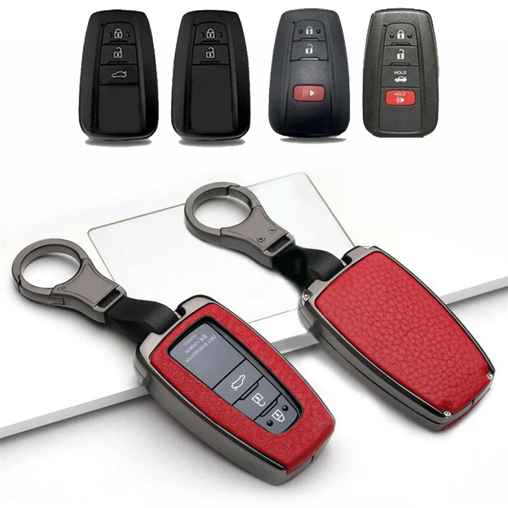 Красный кожзам металлический брелок для ключей чехол цепочка подходит Toyota Camry