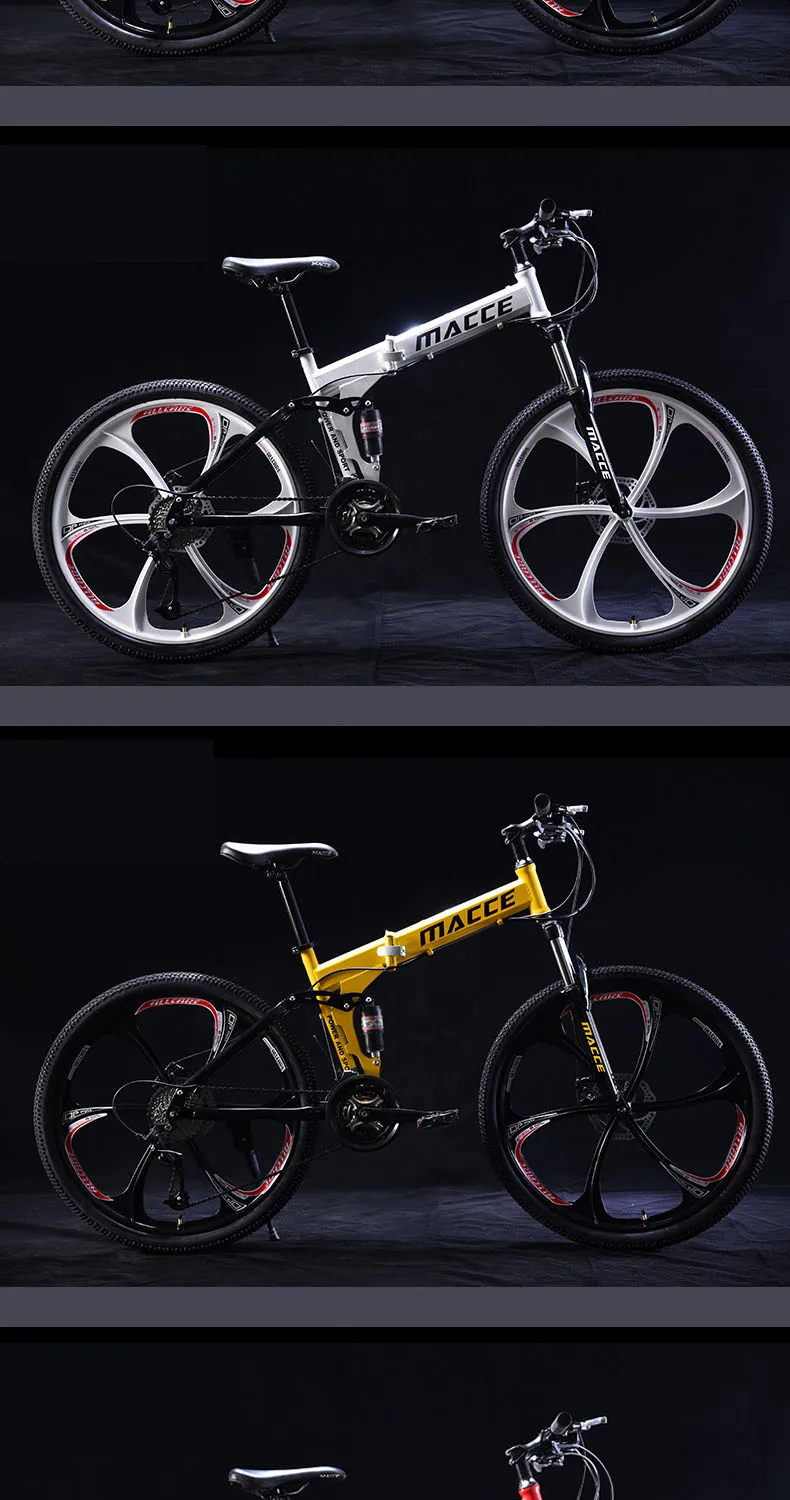 Perfect 26Inch Folding Mountain Bicycle 21Speed Double Shock Absorption Off-Road Variable Speed Top editioAdult Student One-Wheeled Bike 10