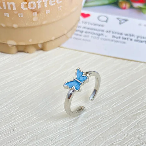 Gold Hollow Butterfly CZ Ring for Women Adjustable Open Design Pave Zircon Butterfly Ring Wedding Jewelry Gift