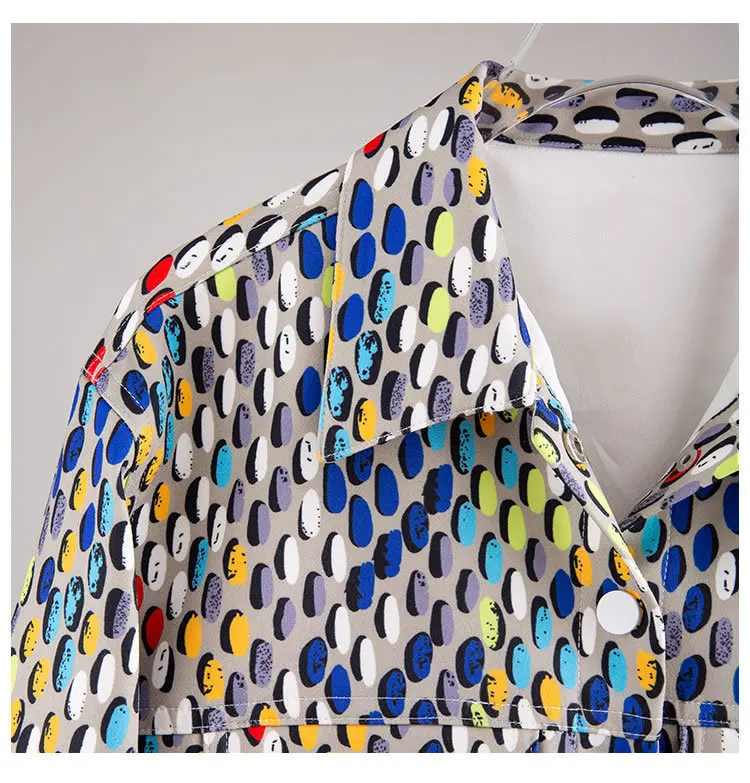 TVVOVVIN Polka Dot Street Jacket Women Clothes New Turn Down Collar Single Breasted Pocket Wild Joker Elegant Coat D228