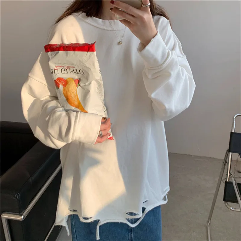 RUGOD женский свитер с дырочками, Kpop, одежда, одноцветная, оверсайз, UK, модная, повседневная, Корейская уличная одежда, зима, яркие цвета