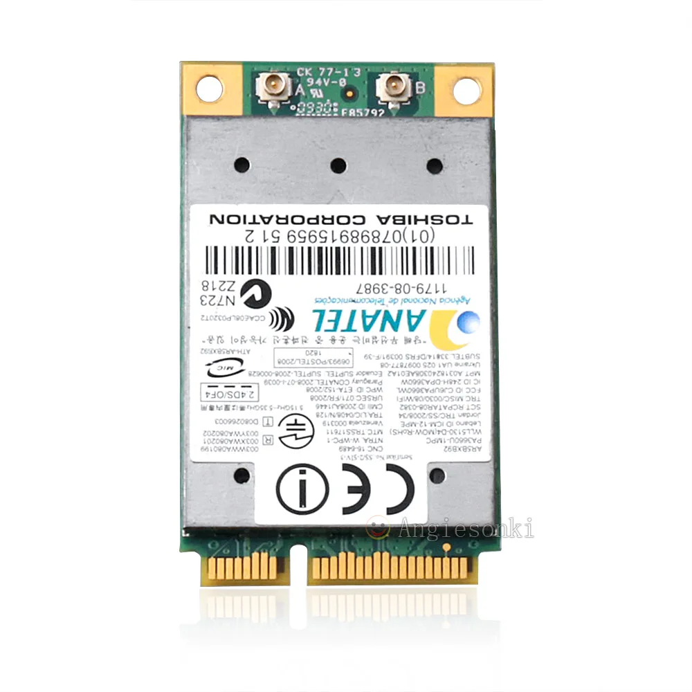 

Atheros AR9280 AR5BHB92 двухдиапазонный 2,4 ГГц/5 ГГц 802.11a / B / G / N 300Mbp Беспроводной Wi-Fi мини-модуль pci-e карта WiFi
