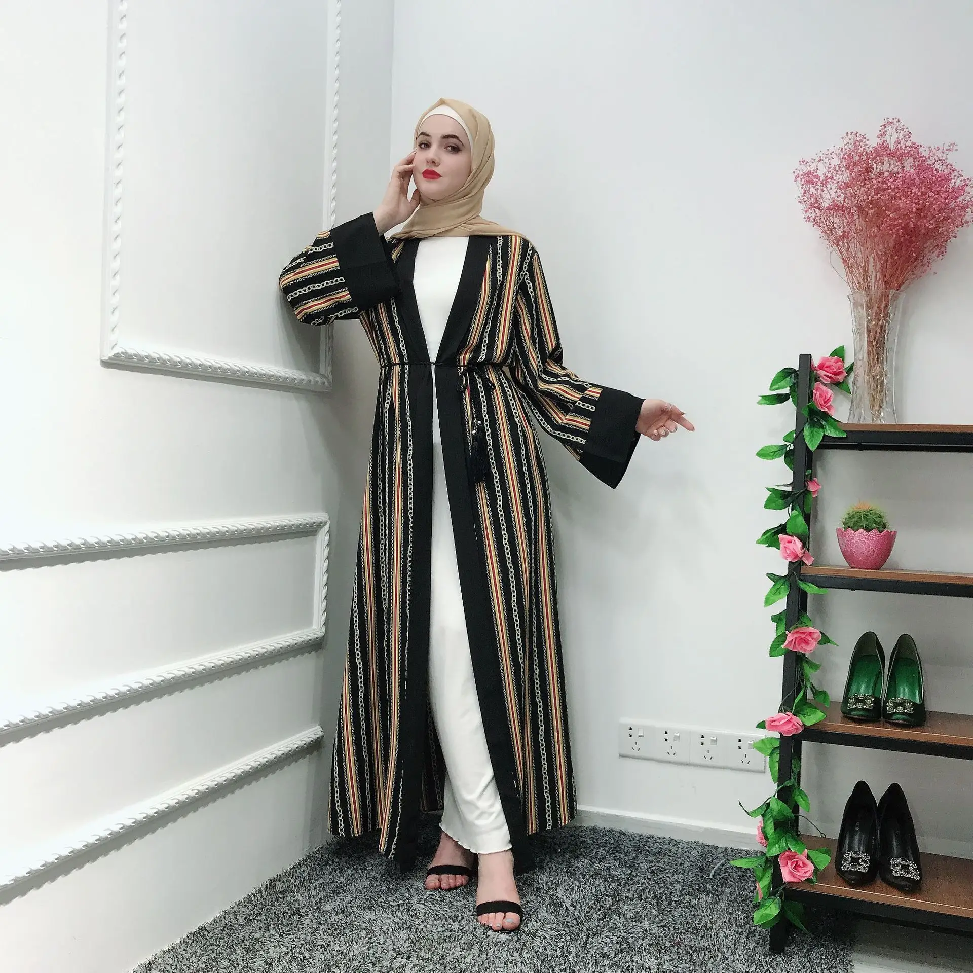 Мусульманская одежда элегантное мусульманское женское кимоно длинный халат