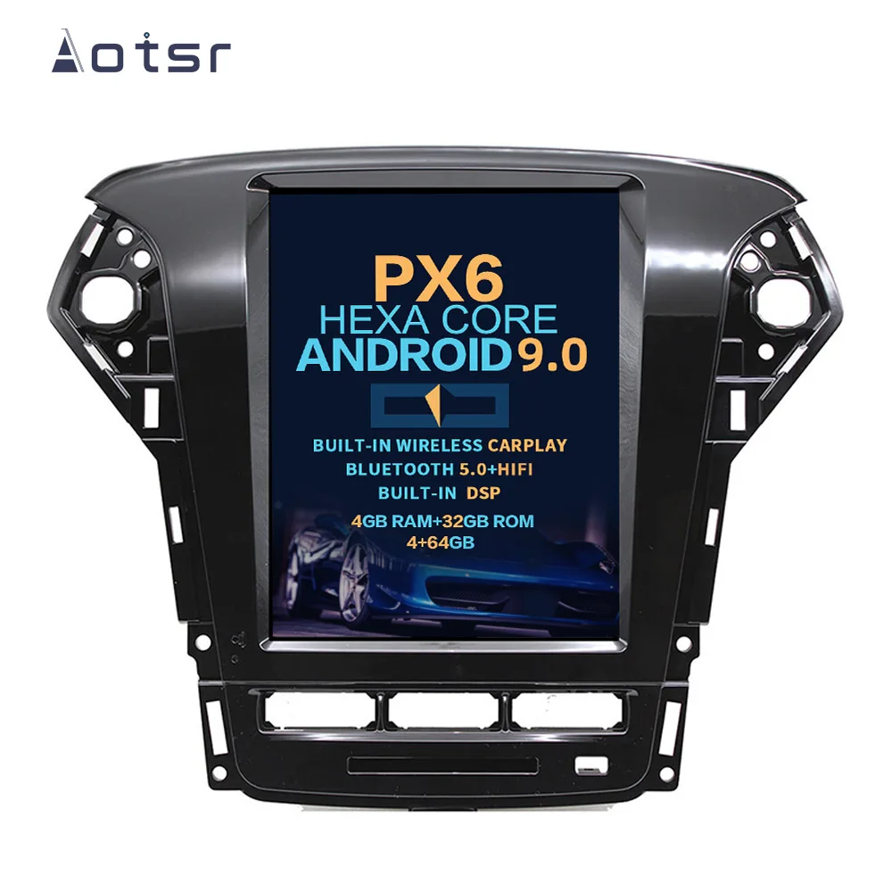Gps навигация Android 9,0 Tesla стиль для Ford Mondeo/Fusion MK4 11-14 головное устройство Автомобильный медиаплеер мультимедийная система большой экран