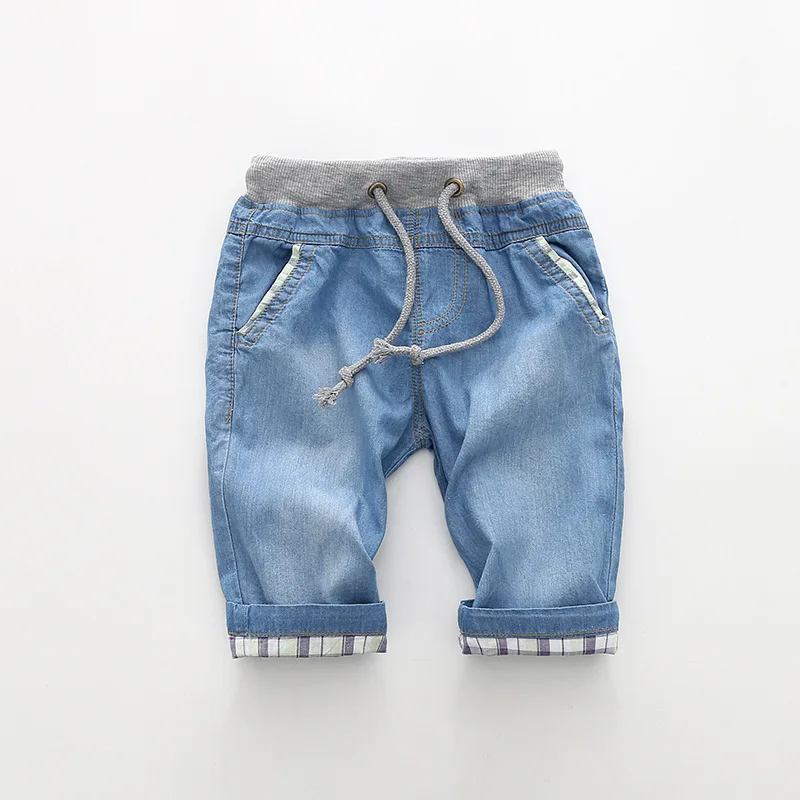 

Childrenswear BOY'S Thin Cowboy Washing Capri Pants 2018 Summer New Elastic Thread Waist Loose Version Breeches