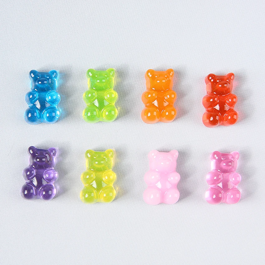 Resina Flatback Gummy Bear Encantos, Cabochões, DIY Scrapbooking Embellishment, Decoração Artesanato, 20x13mm, 32Pcs