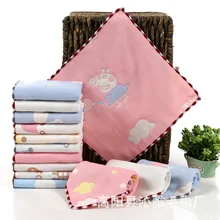 Чистый хлопок шестислойное Марлевое маленькое квадратное полотенце детский нагрудник кружевной платок без флуоресцентной воды абсорбирующий марлевый платок ассортимент