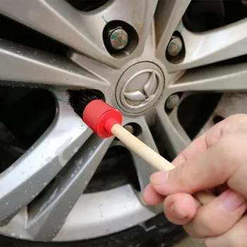 

5pc Detailing Brush Cleaning Natural Boar Hair Brushes Car Auto Detail Tools Multi-function Brush Wet And Dry Dual Use #yl10