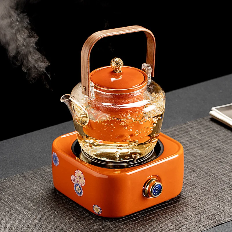 220V 1000w Electric ceramic heater Tea maker Microcrystalline panel 1215ml Glass handle pot High temperature resistance liner