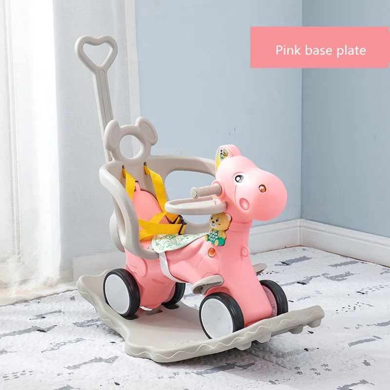 Детская музыкальная лошадка-качалка, пластиковая флэш-качалка, детская тележка, многофункциональное детское кресло-качалка, троянская игрушка