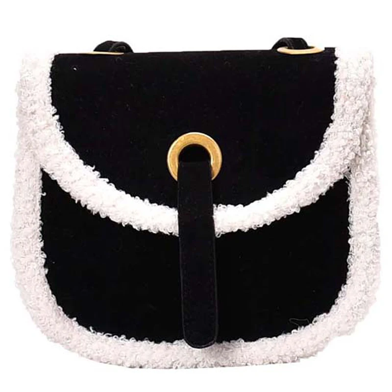 

iVog New Arrival Everyday Female Small Crossbody Shoulder Handbag Fur cc Geometric Saddle Bags for Women 2019