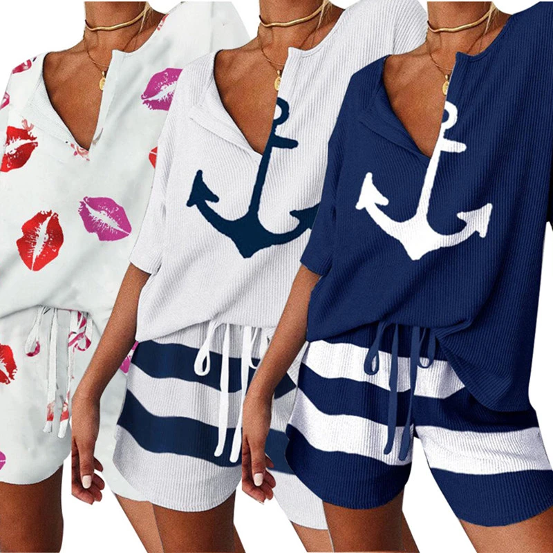 blue and white two piece set