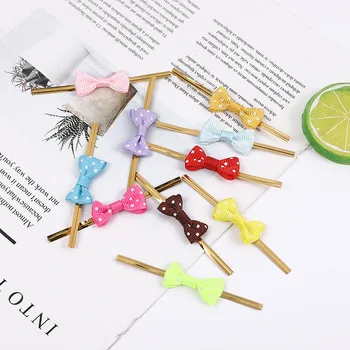 

100pcs Dots Bow Twist Ties DIY Metallic Wire Dot Twist Ties Fabric Bow Foil Twist Ties Wedding Gift Wrapping Bags Sealing Decor