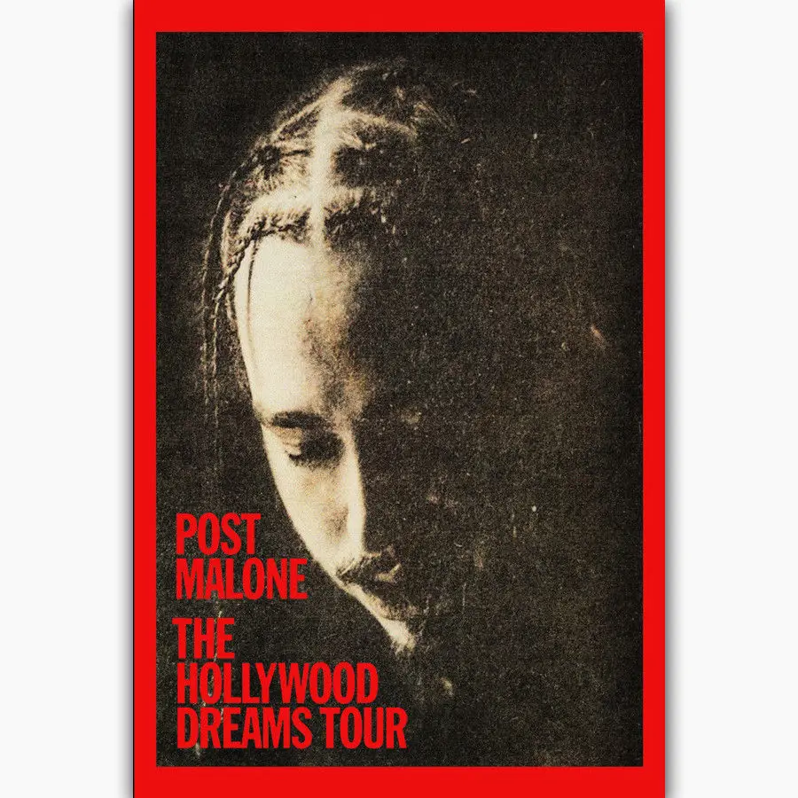 New Post Malone The Dreams Tour Rap Music-Silk Art Poster Wall Sicker Decoration Gift