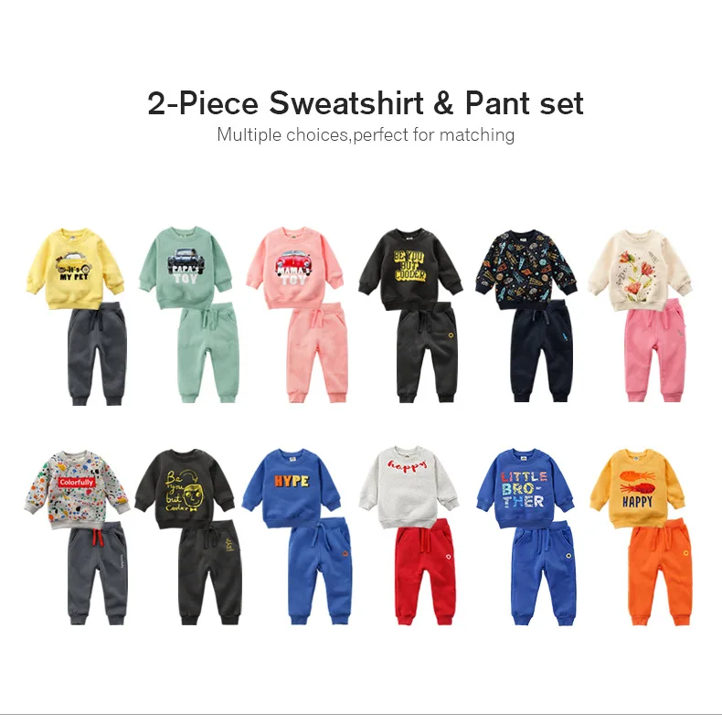 Детская одежда с бархатным свитером, костюм комплект из 2 предметов, топ+ штаны, спортивный костюм для мальчиков и девочек осенне-зимняя Изысканная детская одежда, S0902