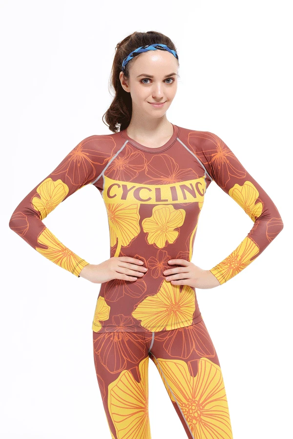 

Women Compression Long Sleeve T-Shirts Tights 3D Long Sleeve Base Layer Tops Quick-drying Slim Running t-shirt