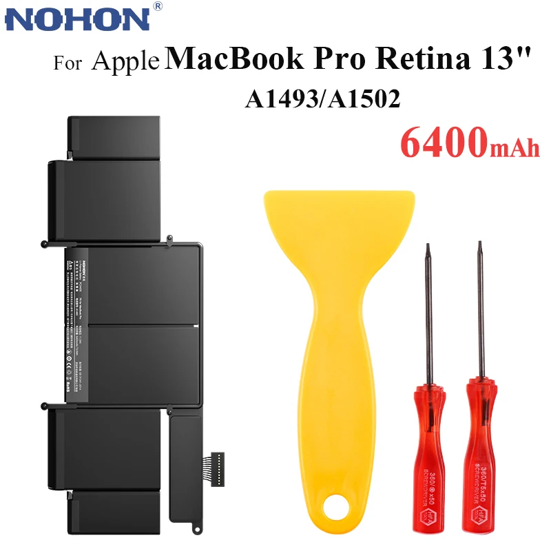 

Original NOHON Laptop Battery A1493 for Apple MacBook Pro Retina 13 "A1502 2013 2014 ME864 ME865 11.34V 6400mAh + Free Tools