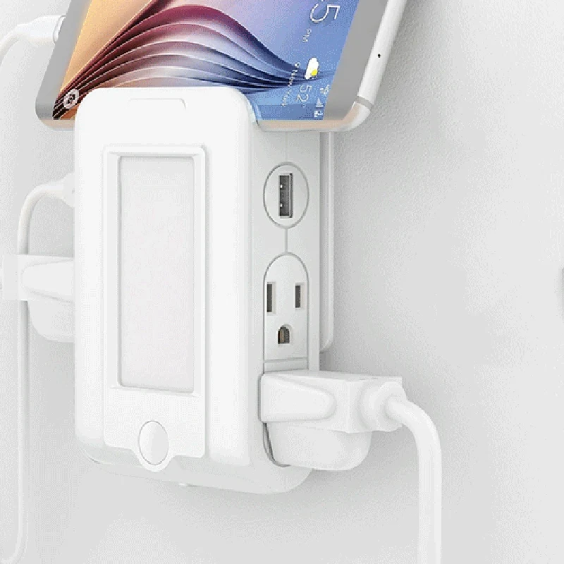 Настенное зарядное устройство, 2 порта usb и 4 розетки переменного тока зарядная станция, ночной светодиодный светильник с защитой от перенапряжения, розетка Exte