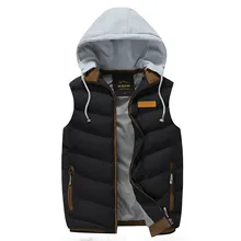 Men's Casual Vest Autumn And Winter New Style Men Thick Cotton Waistcoat AliExpress Hooded Waistcoat Coat