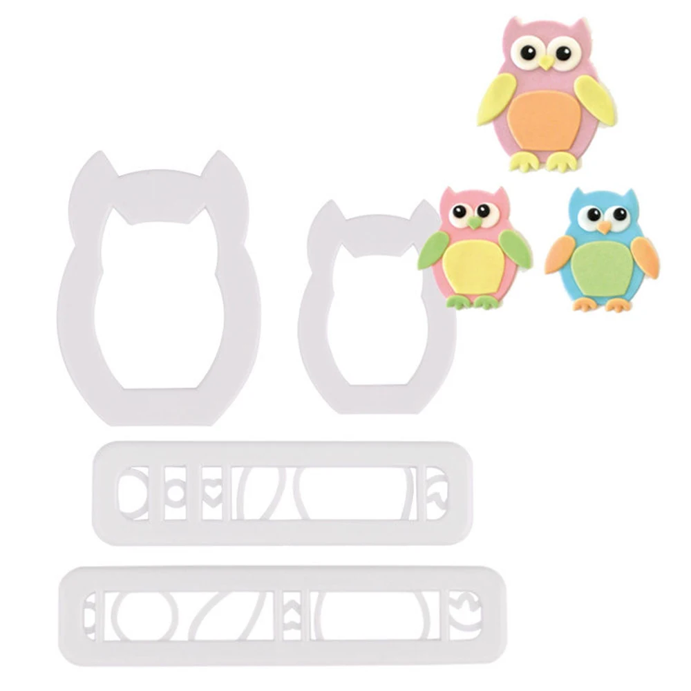 4Pcs Owl Typed Cake Cookies Cutter Tools Fondant Biscuit Sugarcraft Decor Mould Set Cake Decorating Tools