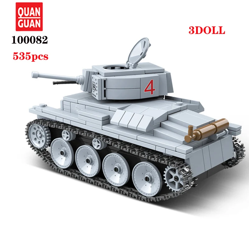 

HOT 535pcs Military German LT-38 Light Tank Building Blocks WW2 Army Soldier Figures Weapon accessory Bricks Toys For Children