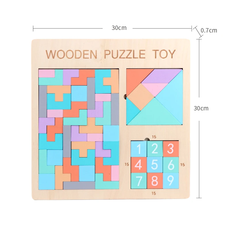 3 in 1 Colorful Multi-function Wooden Tetris Puzzle Toys Preschool Children Educational Toys for Kids Gift