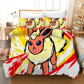

3D Pikachu Print Bedding Set Duvet Covers Pillowcases One Piece Comforter Bedding Sets Bedclothes Bed Linen 05