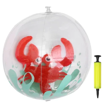 

Inflatable Beach Balls Funny Ball Toys Intersting Ball Playthings for Kids Children Toddlers with Pump - Crab Pattern (Random Co