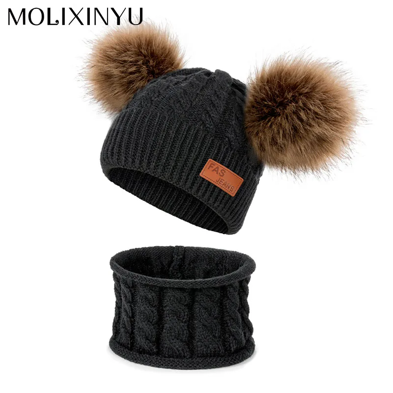 Molixinyu 2 шт. 2019 Детский набор из шапки и шарфа детский головной убор шарф вязаный