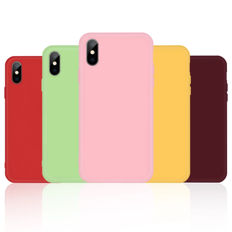 Silicone Lovely Pure Color Phone Case For iPhone X XR XS 7 6 6s 8 Plus 5 5s SE Soft TPU Cover for Max |