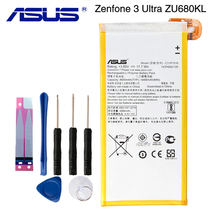 

Original ASUS High Capacity C11P1516 Battery For ASUS Zenfone 3 Ultra ZU680KL A001 6.8" Tablet Battery 4600mAh