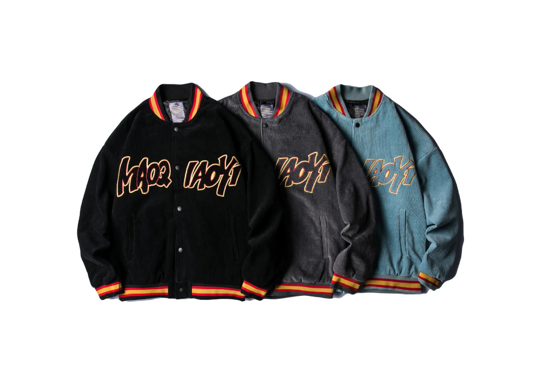 

Wu Air Jacket Men's Japanese-style Popular Brand Joint Contrast Color Loose-Fit Baseball Uniform BF Style Corduroy INS Super Fir