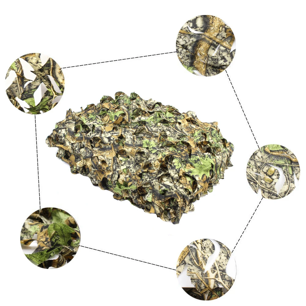 1.5*7.5M Camouflage Netting for Tactical Hunting Barrier Photography Decoration Camo Net Camping Tent Building Shelters 3D Flush camouflage net